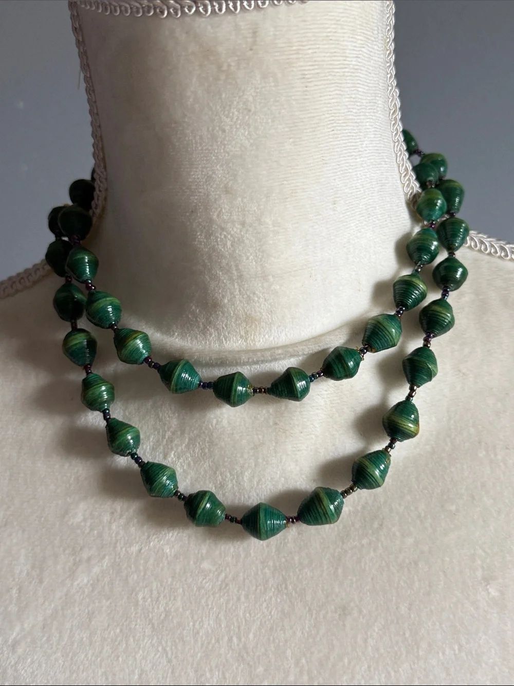 Bohemian Green Beaded Strand Necklace!